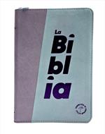 Biblia TLA 066ZLG Bicolor Azul Claro - Mora (Símil Piel con Zipper)