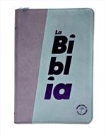 Biblia TLA 066ZLG Bicolor Azul Claro - Mora (Símil Piel con Zipper)