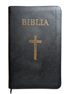 Biblia  medie 2, coperta piele, aurita, index, cu fermoar, neagră