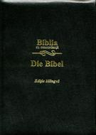 Biblie bilingvă Română - Germană, cu concordanţă, aurită, fermoar, neagră, piele