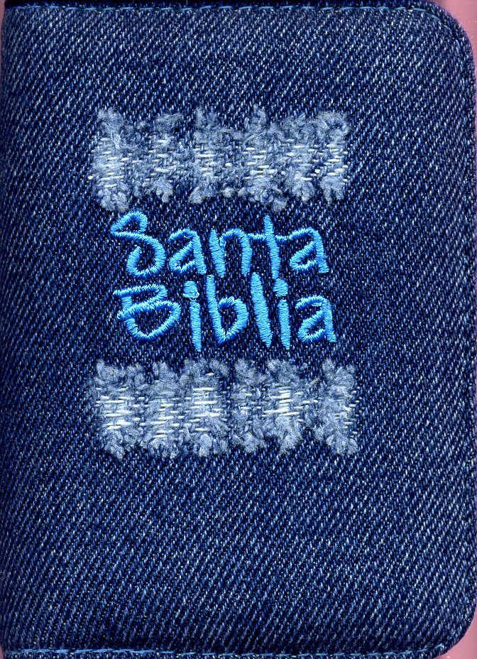 Biblia desgaste azul con cierre