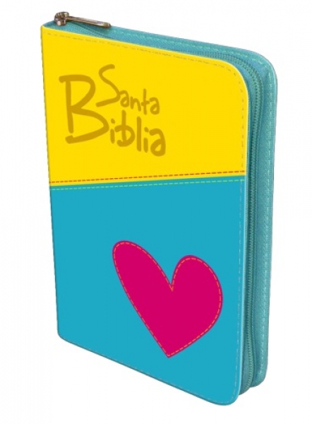 Biblia manual troquelada amarilla corazón