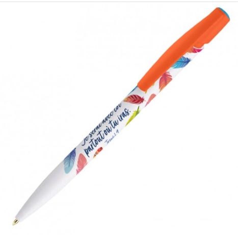 Stylo orange "Je serai avec toi partout où tu iras." Jos 1.9