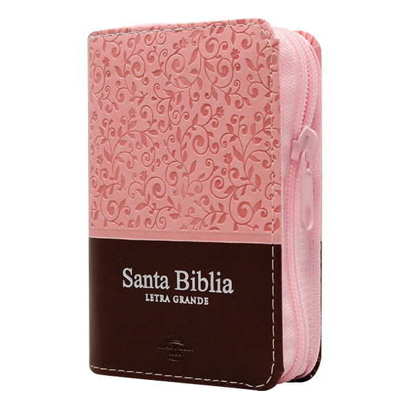 Biblia RVR60 Mini Imitación Piel Rosa Marrón Cierre