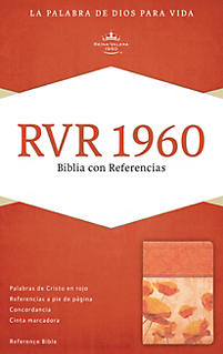 Biblia Compacta Imitación Piel Naranja Floral