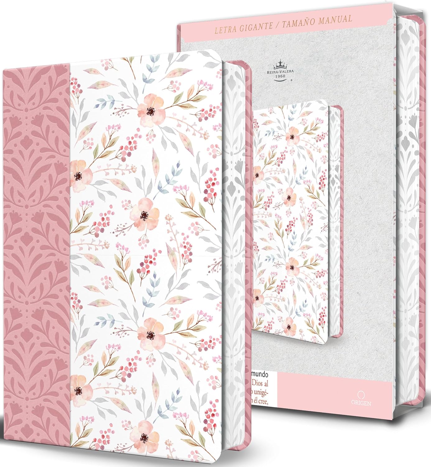 Biblia RVR60 Rosada Flores Letra Gigante/ Imitacion Piel/ Canto Pintado