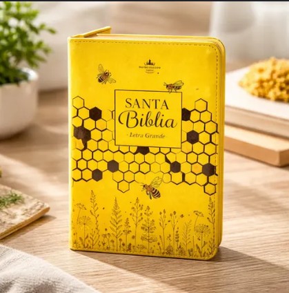 Biblia RVR60cz Obsequios Y Premios Amarillo Abejas Con Cierre