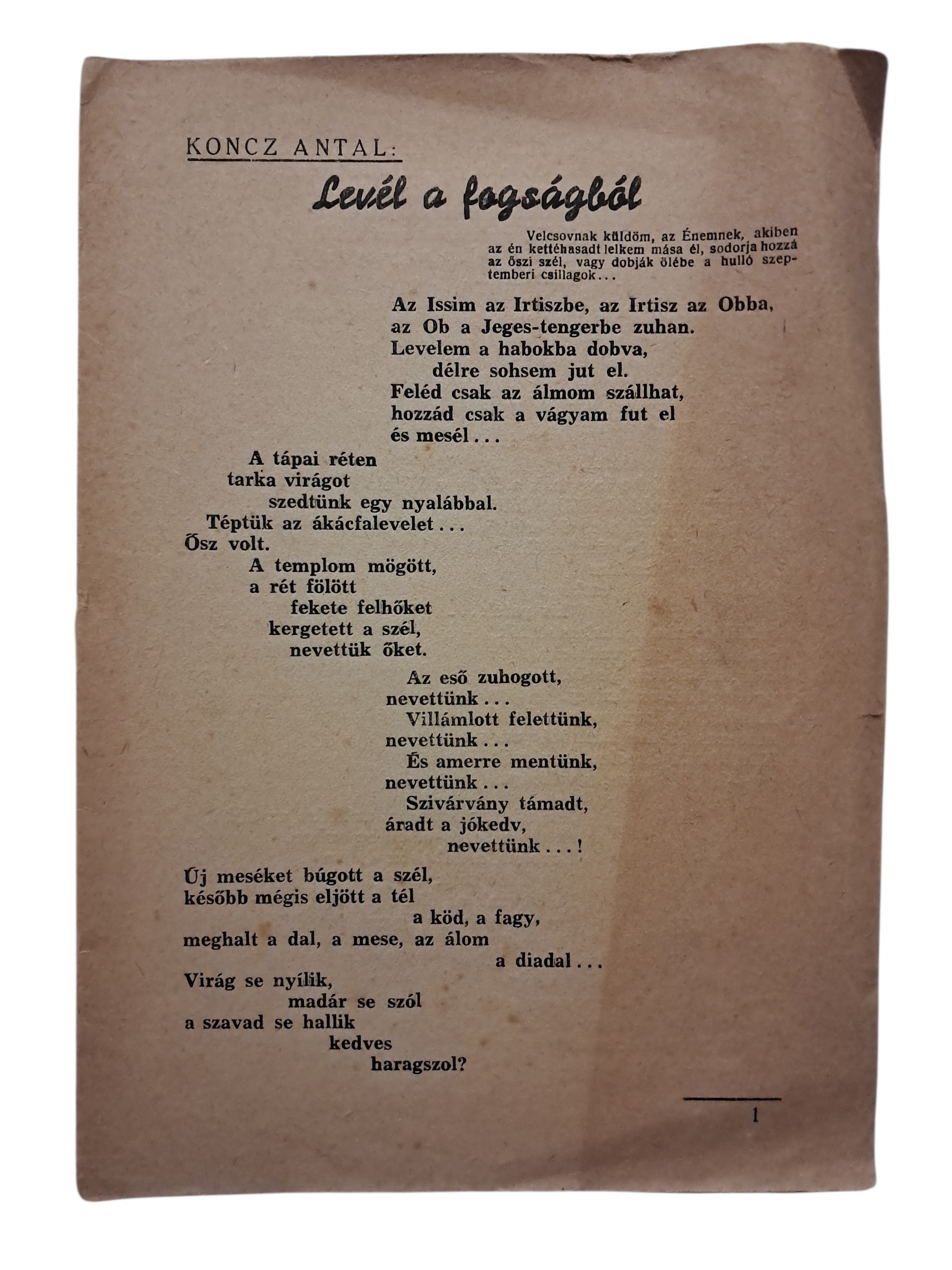 Levél a fogságból