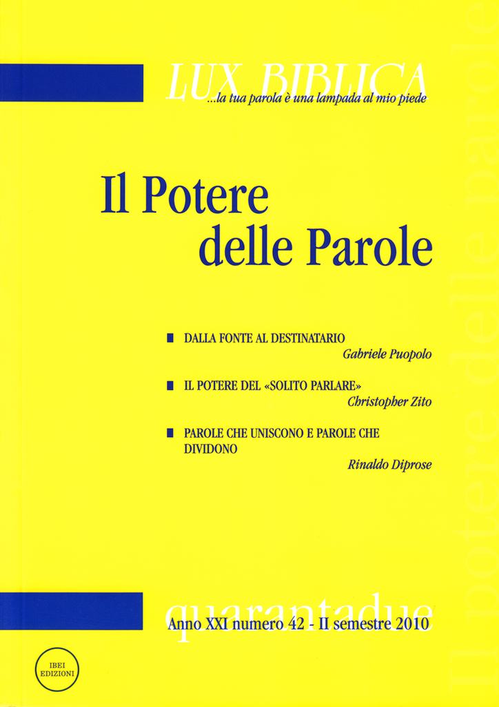Il potere delle parole - Lux Biblica n°42 II semestre 2010