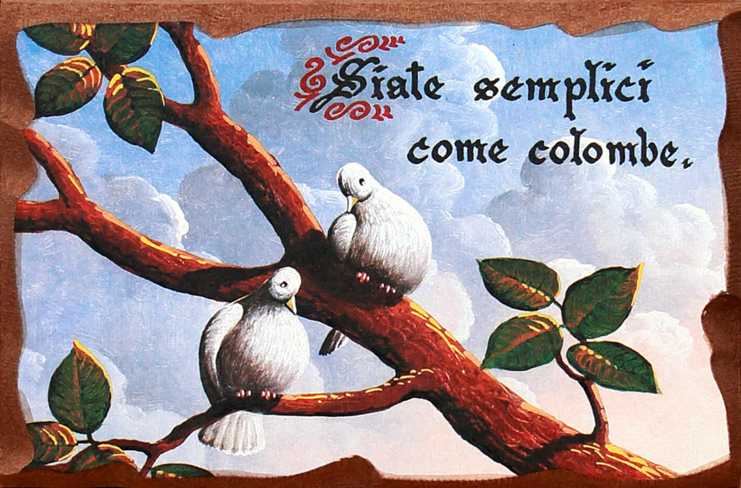 Quadretto in legno lavorato a mano - Colombe
