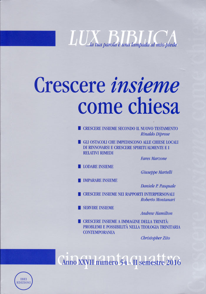 Lux Biblica - n° 54 Crescere insieme come chiesa