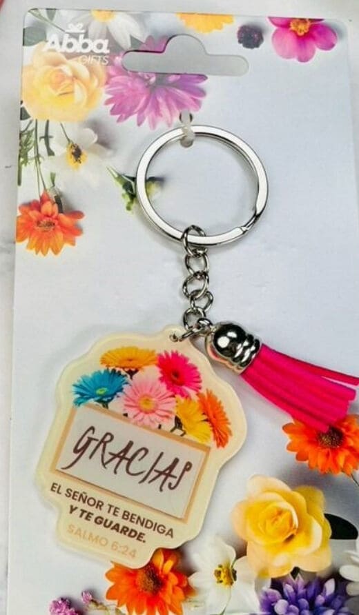 Llavero Acrílico con Tassel - Gracias Flores