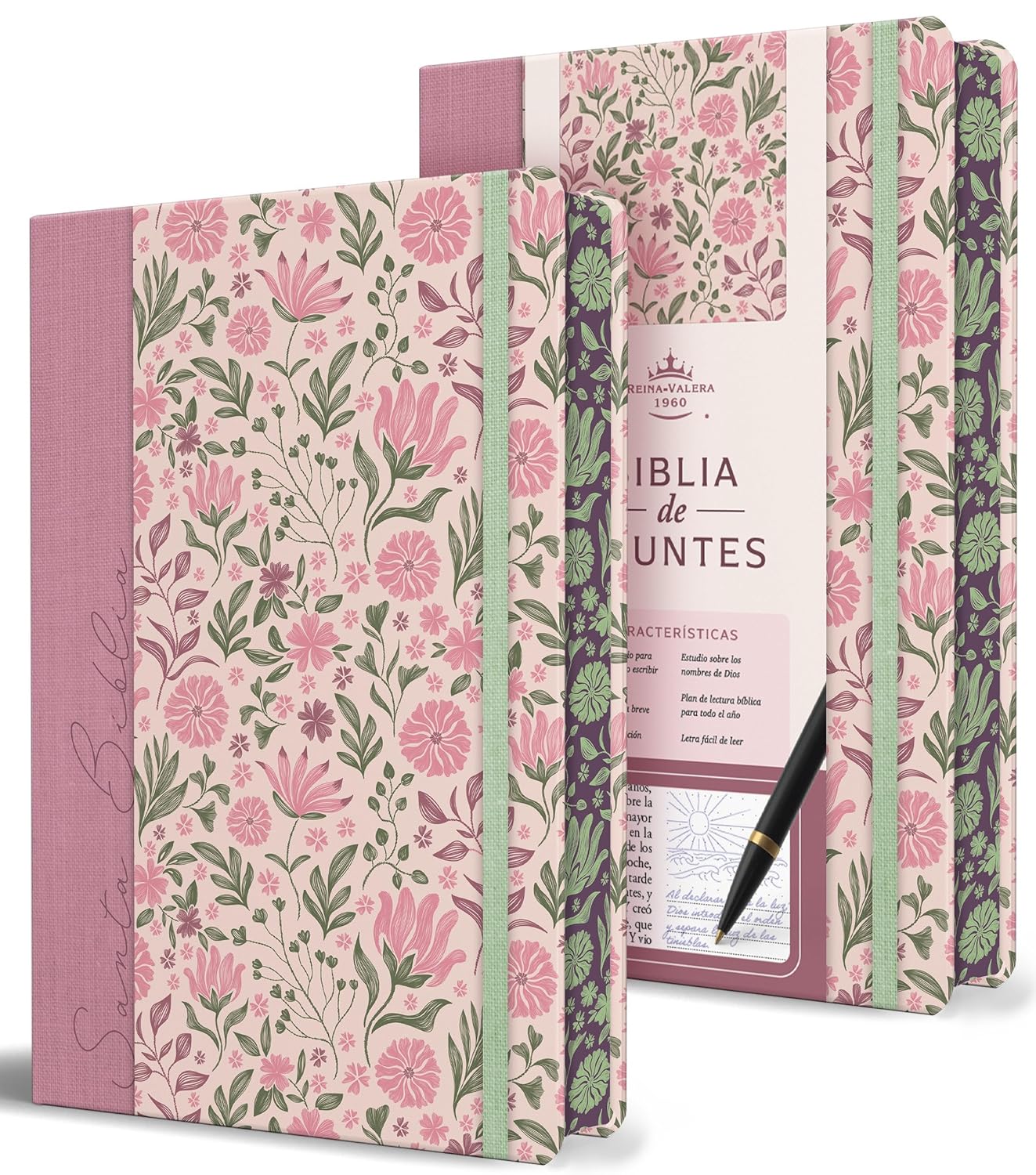 RVR 1960 Biblia de Apuntes Rosada con Flores