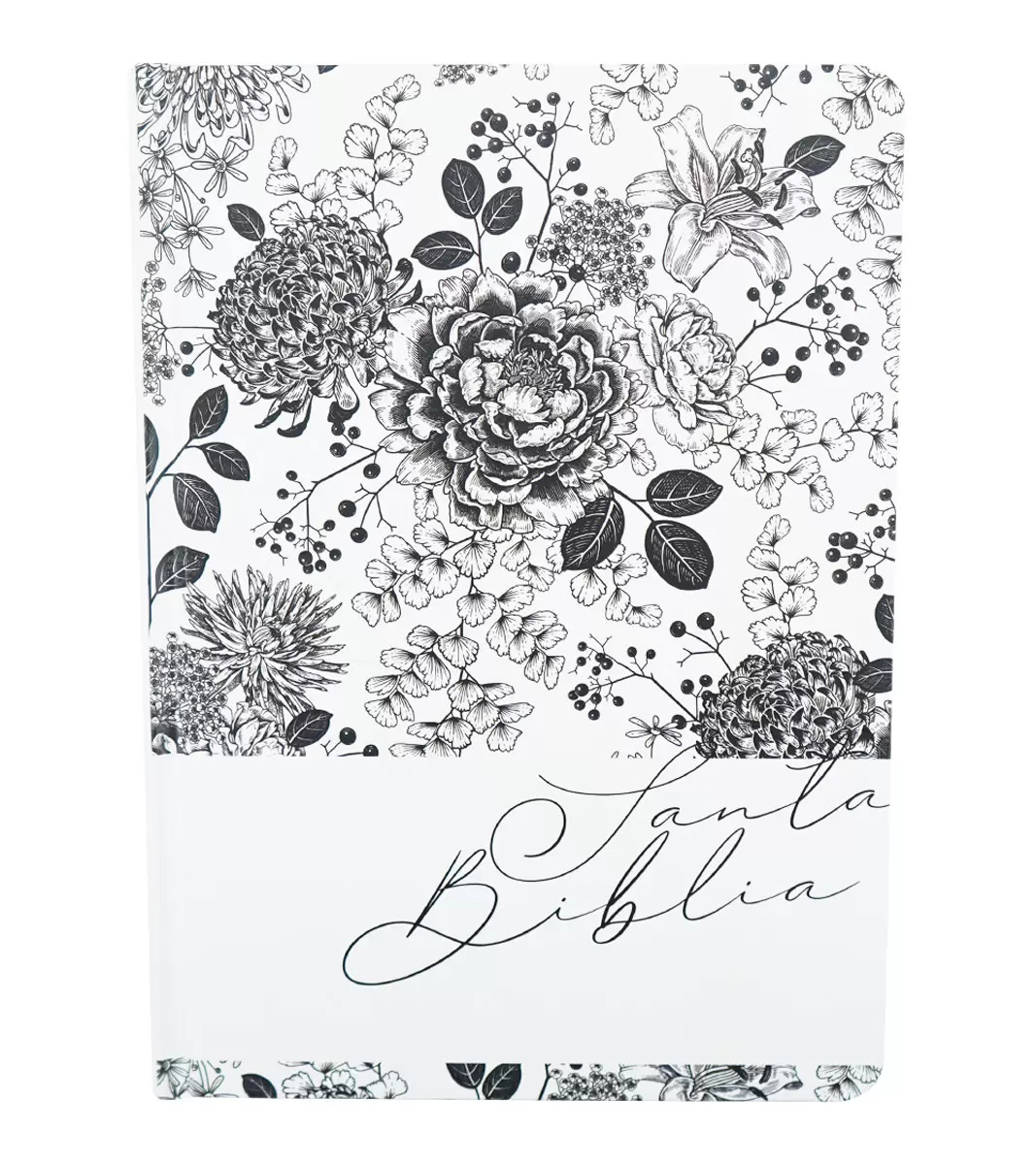 Biblia de Apuntes Floreada Blanca y Negra