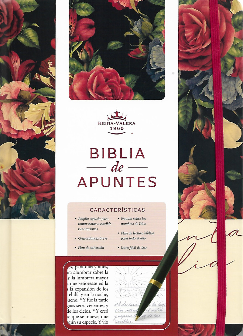 Biblia de Apuntes Floreada Azul Oscuro