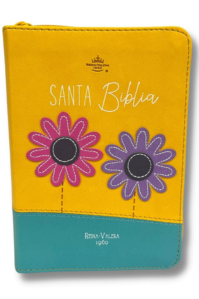 Biblia RVR60 025 Cierre Pjr Primor Amarillo Turquesa Dos Flores