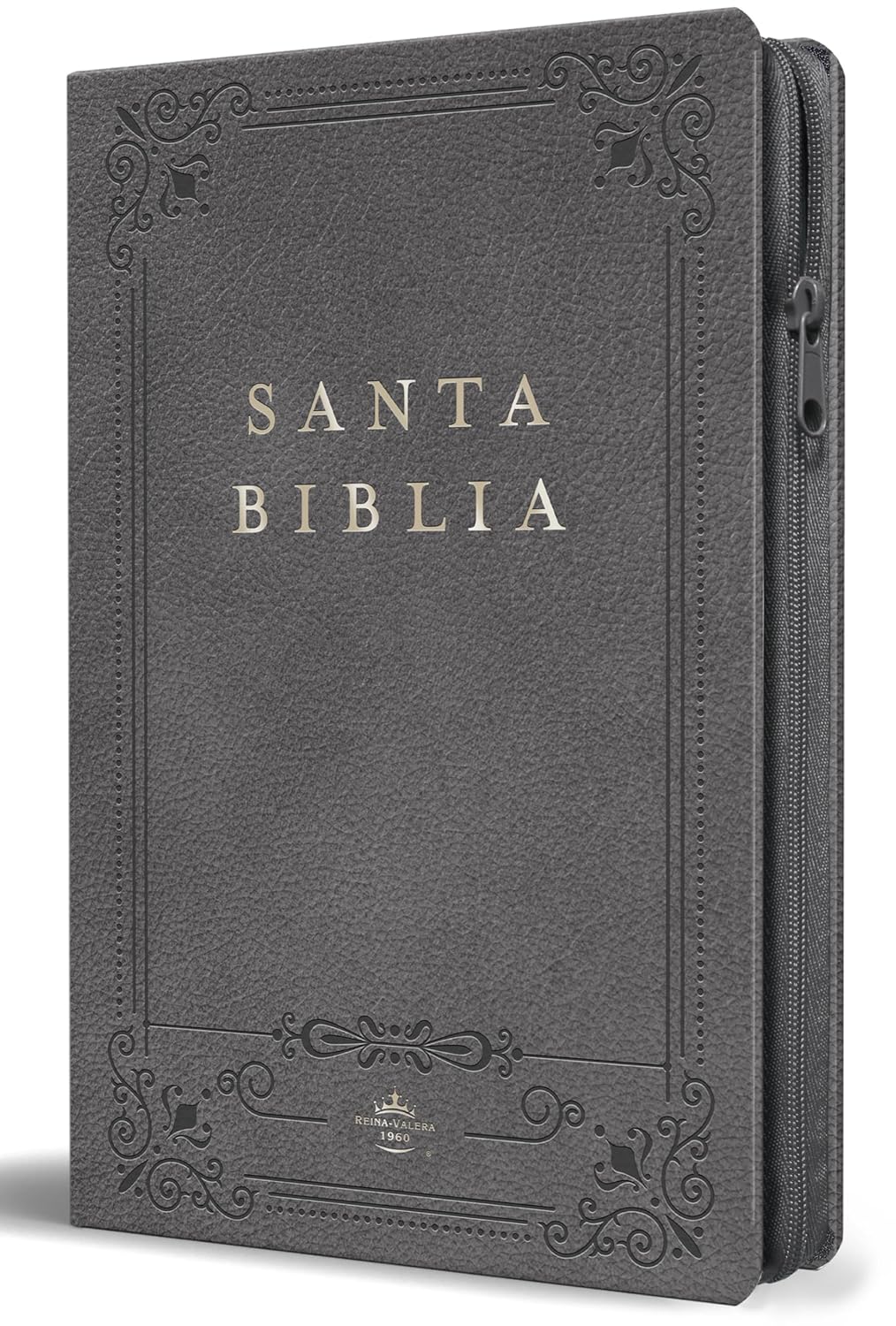 Biblia RVR60 LG Tamaño Manual Simi Piel Gris Cierre Índice