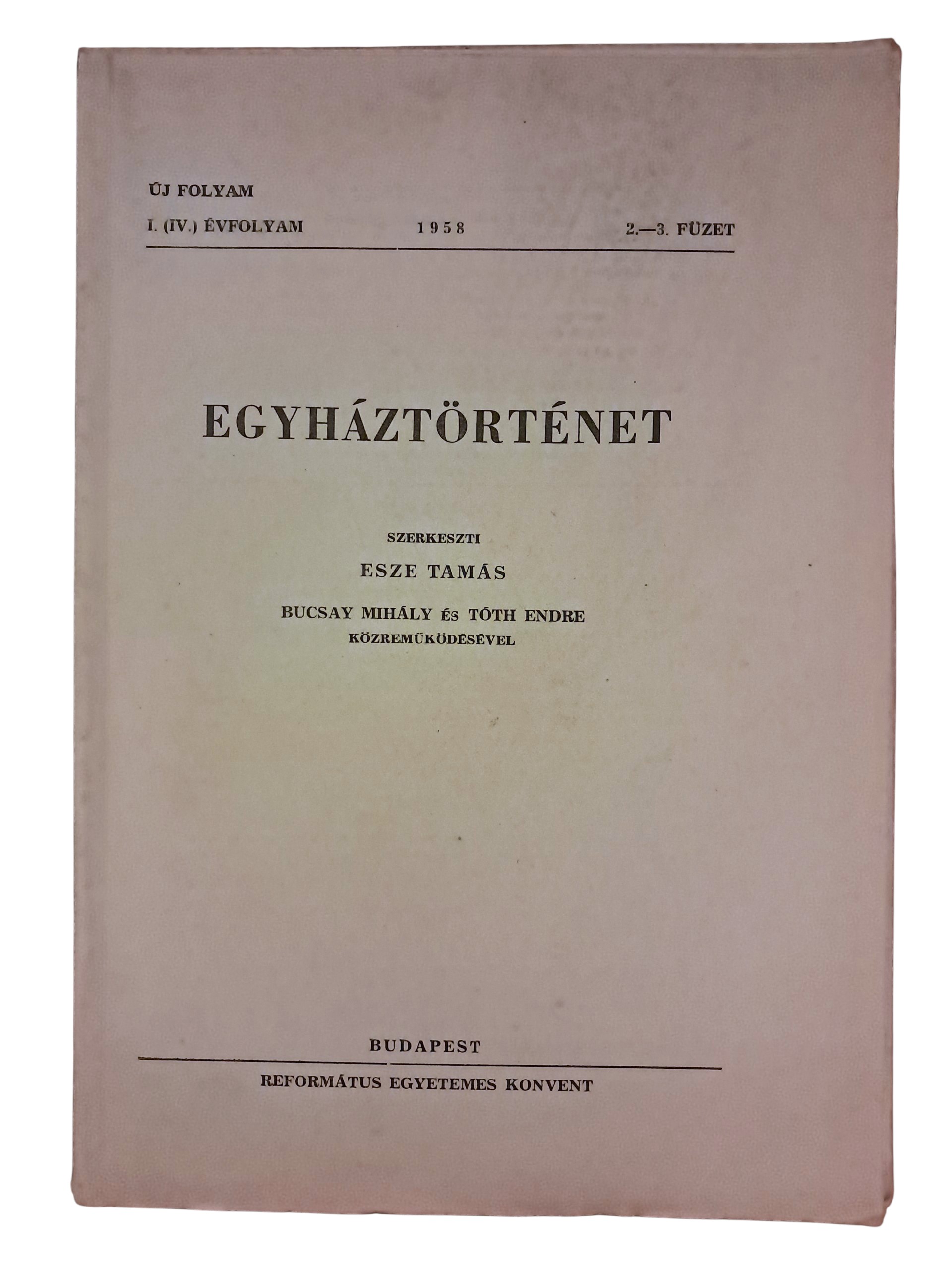 Egyháztörténet 1958/2.-3. füzet
