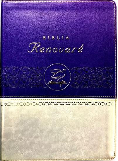 Biblia Renovare Imitación Piel Violeta Beige