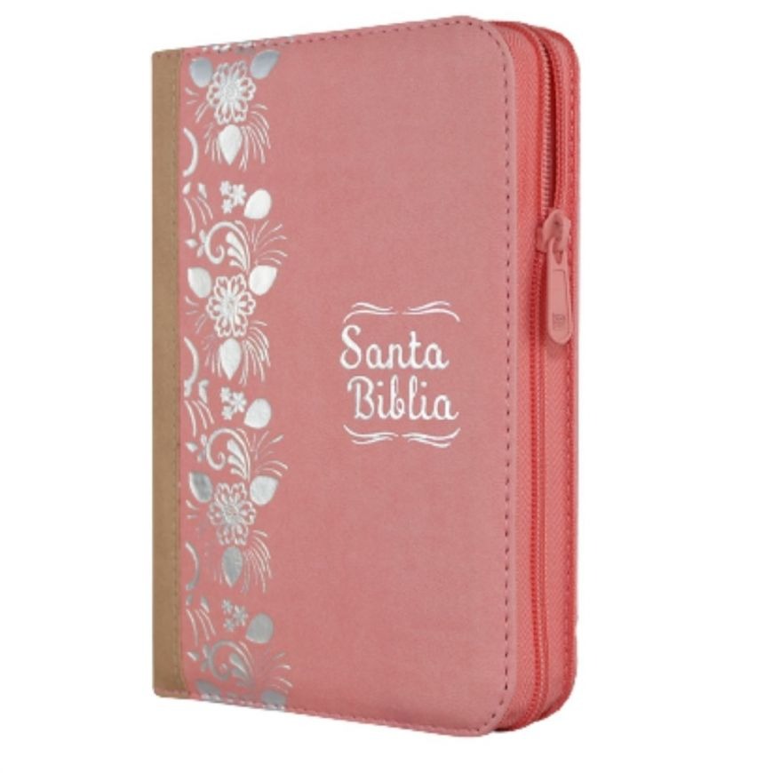 Biblia/RVR/045cZLM PJR/Rosa Beige/Canto Plateado