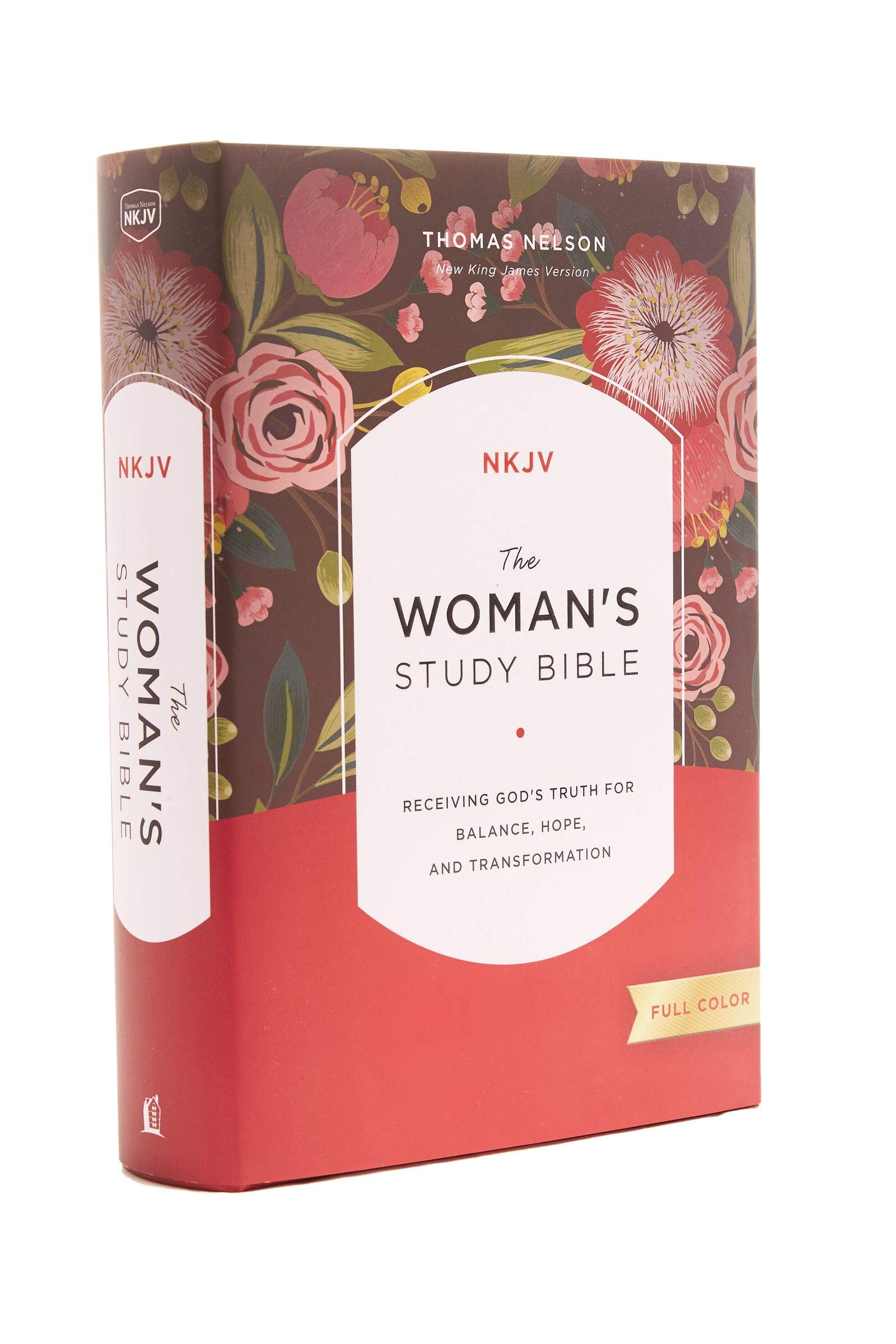 Biblia NKJV/De Estudi Para Mujeres/Letra Roja/Tapa Dura/Floral Rosada/Ingles