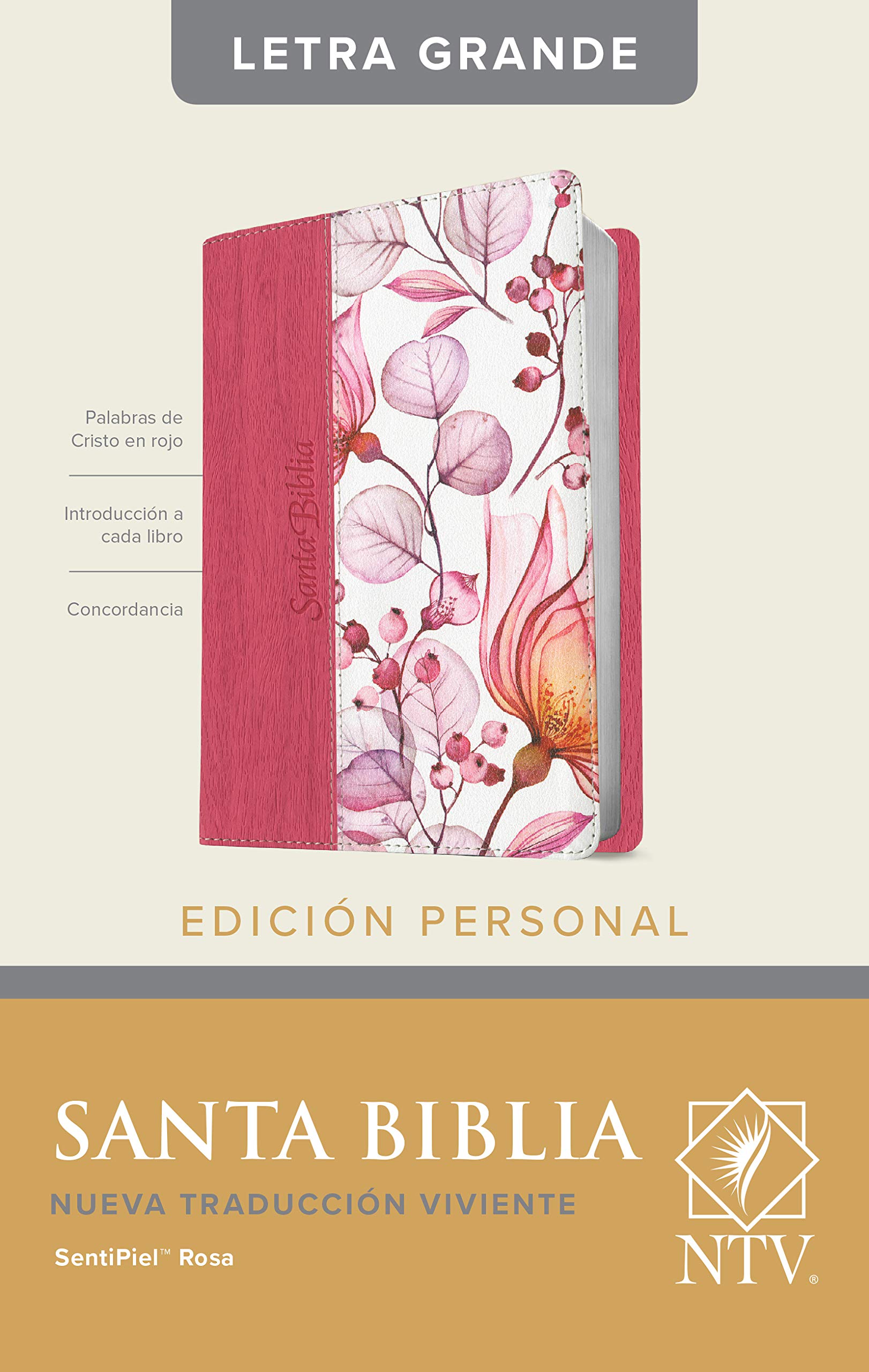 Biblia NTV/Edicion Personal/Letra Grande/Rosada Flores/Sentipiel