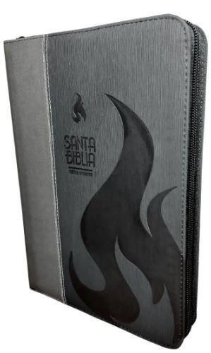 Biblia/RVR086cZLGi / Negro - Gris/ Cierre Letra Gigante