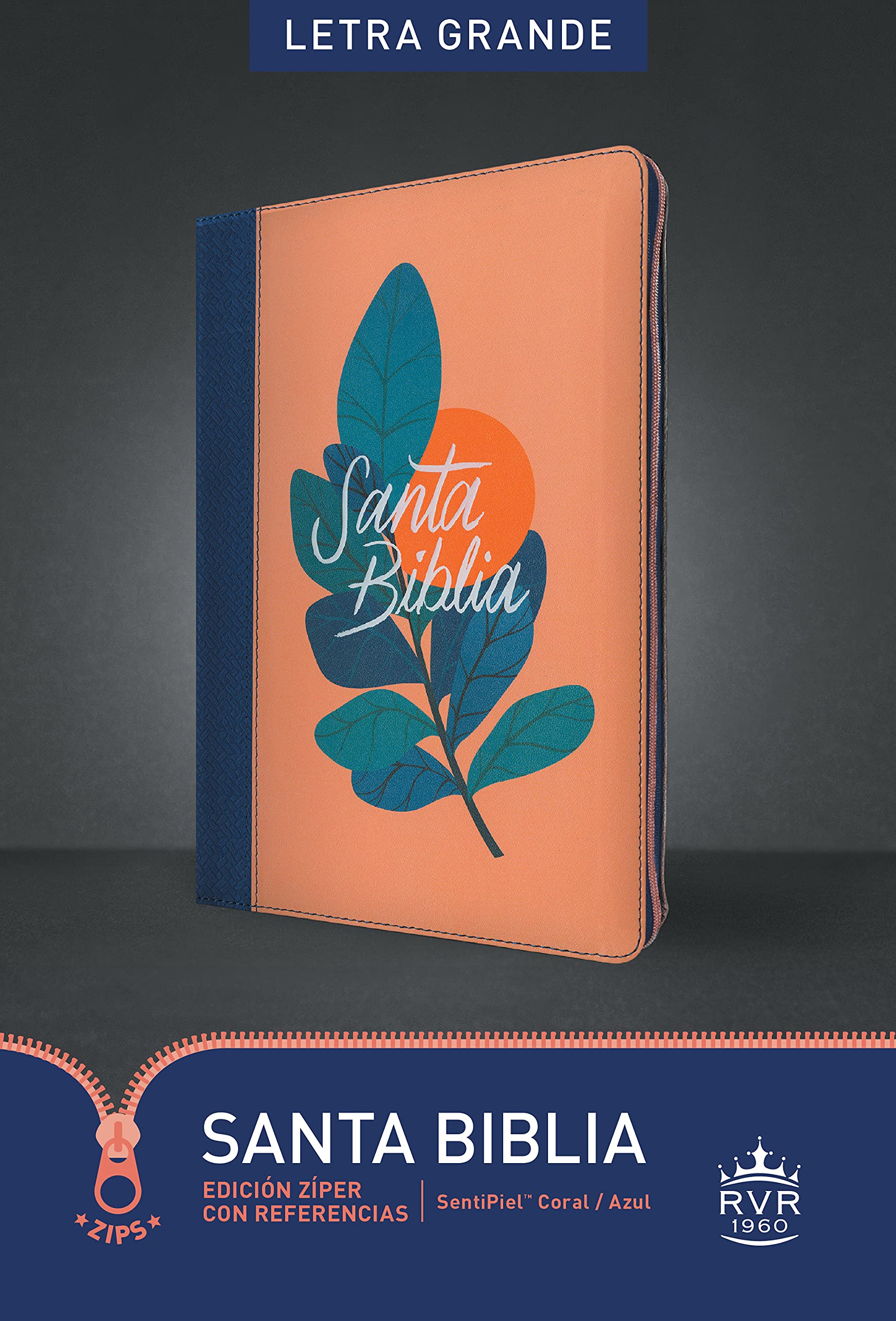 Biblia RVR60/Edicion De Referencia/Ultrafina/Ziper/Azul-Rojo/Letra Grande