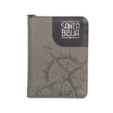 Biblia /RVR026cZTILM Gris-Negro Canto Plateado/Cierre