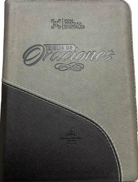 Biblia /RVR056cZLG/ Gris Negro Canto Plateado Oraciones