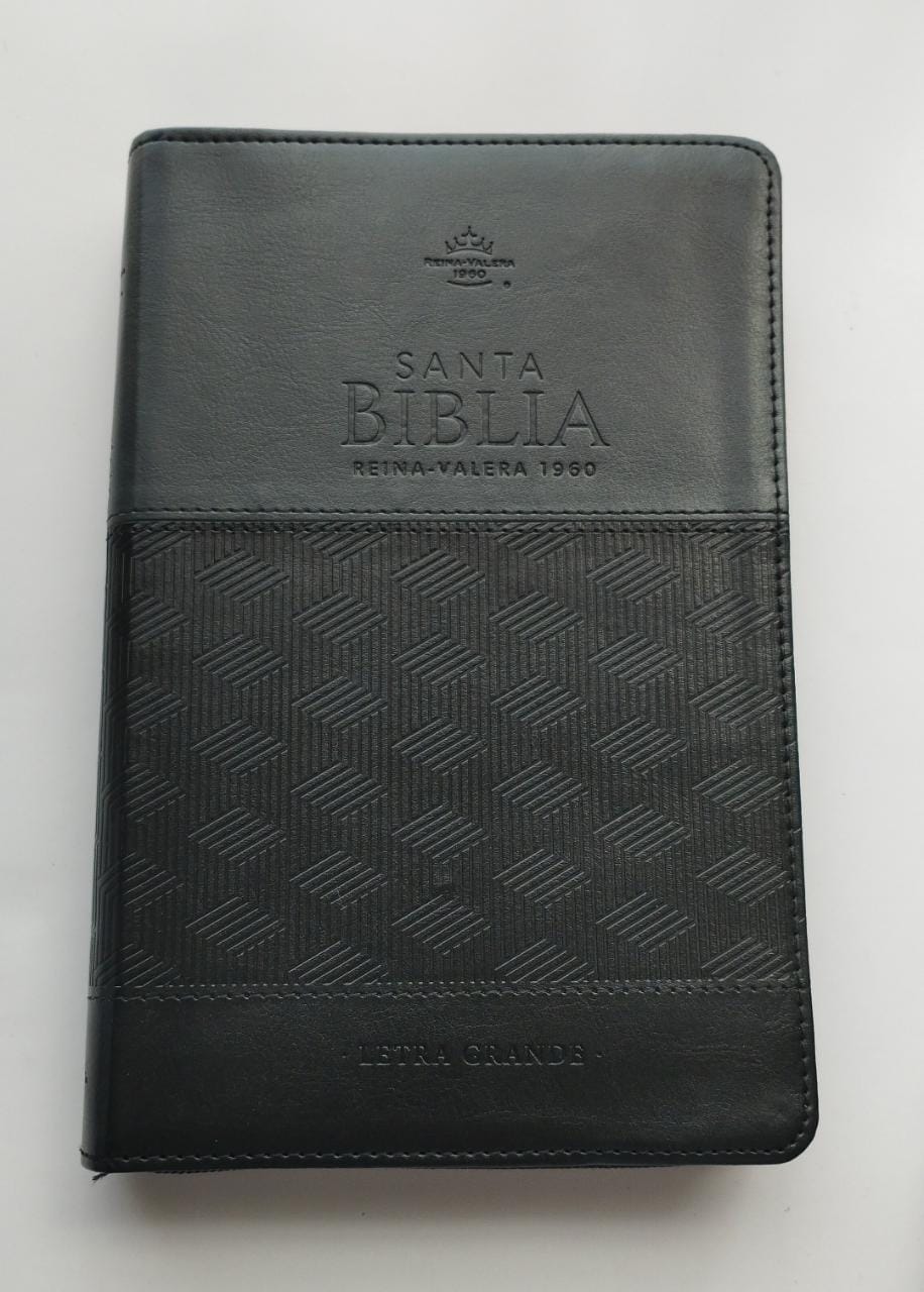Biblia RV60 PU Negro Con Cierre Y Canto Plateado