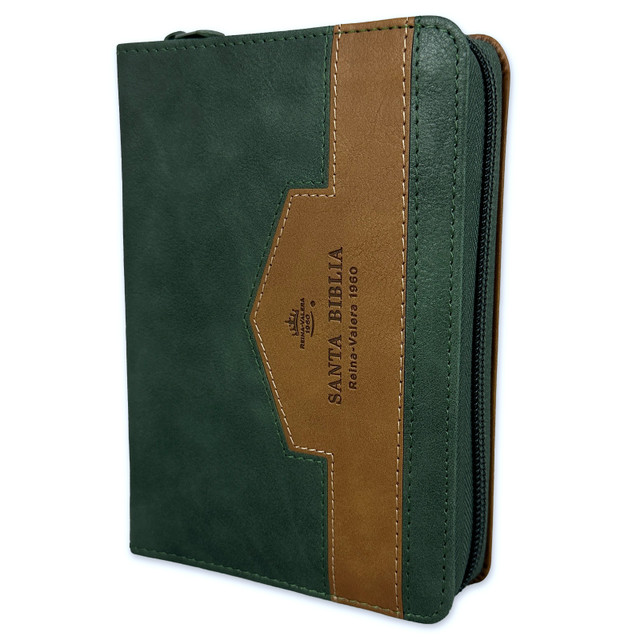 Biblia RVR60/025czti/Elegante Verde/Cafe/Imitacion Piel Alta Calidad