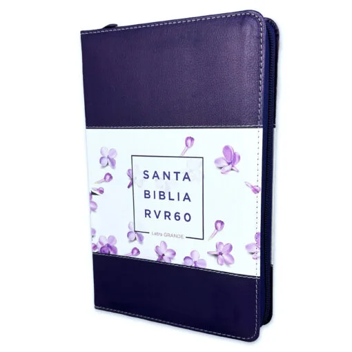Biblia RVR60/065LG/czti/Tricolor Lila/Flores/Lila
