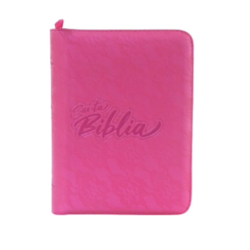 Biblia/ RVR046cZLM/PJR/ Fucsia Canto Blanco/ Cierre