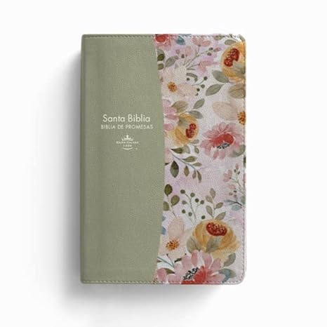 Santa Biblia de Promesas Reina-Valera 1960 / Letra Gigante - 13 Puntos / Piel Especial con Índice y Cierre / Floral / Verde