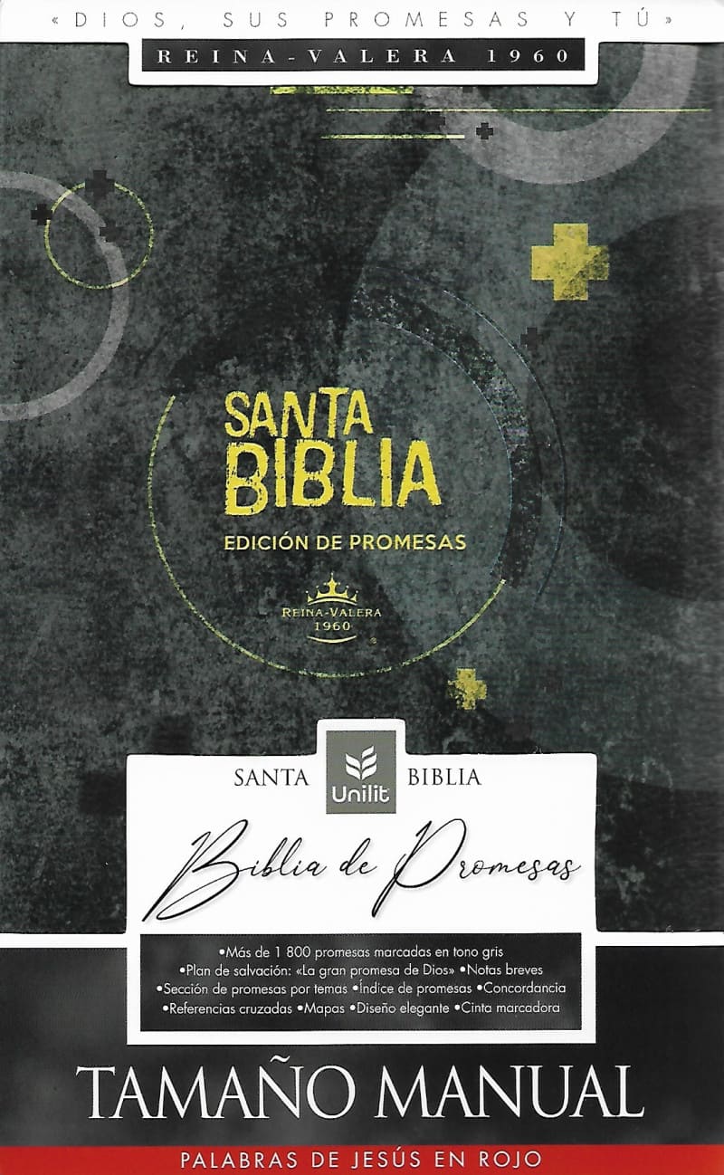 Biblia De Promesas Manual/ LG Negro Amarillo Cierre  con Índice