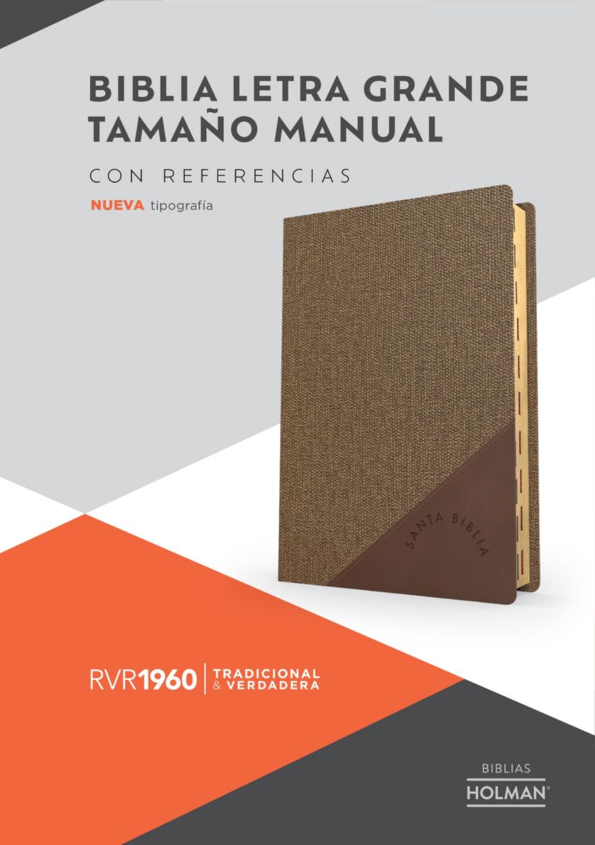Biblia RVR1960/ Tamaño Manual Letra Grade  Cafe Duo Tono con Índice