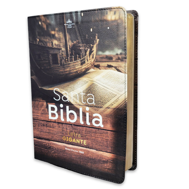 Biblia /RVR6085c Letra Gigante 15 ptos  PJR Esplendor Barco Canto Plateado