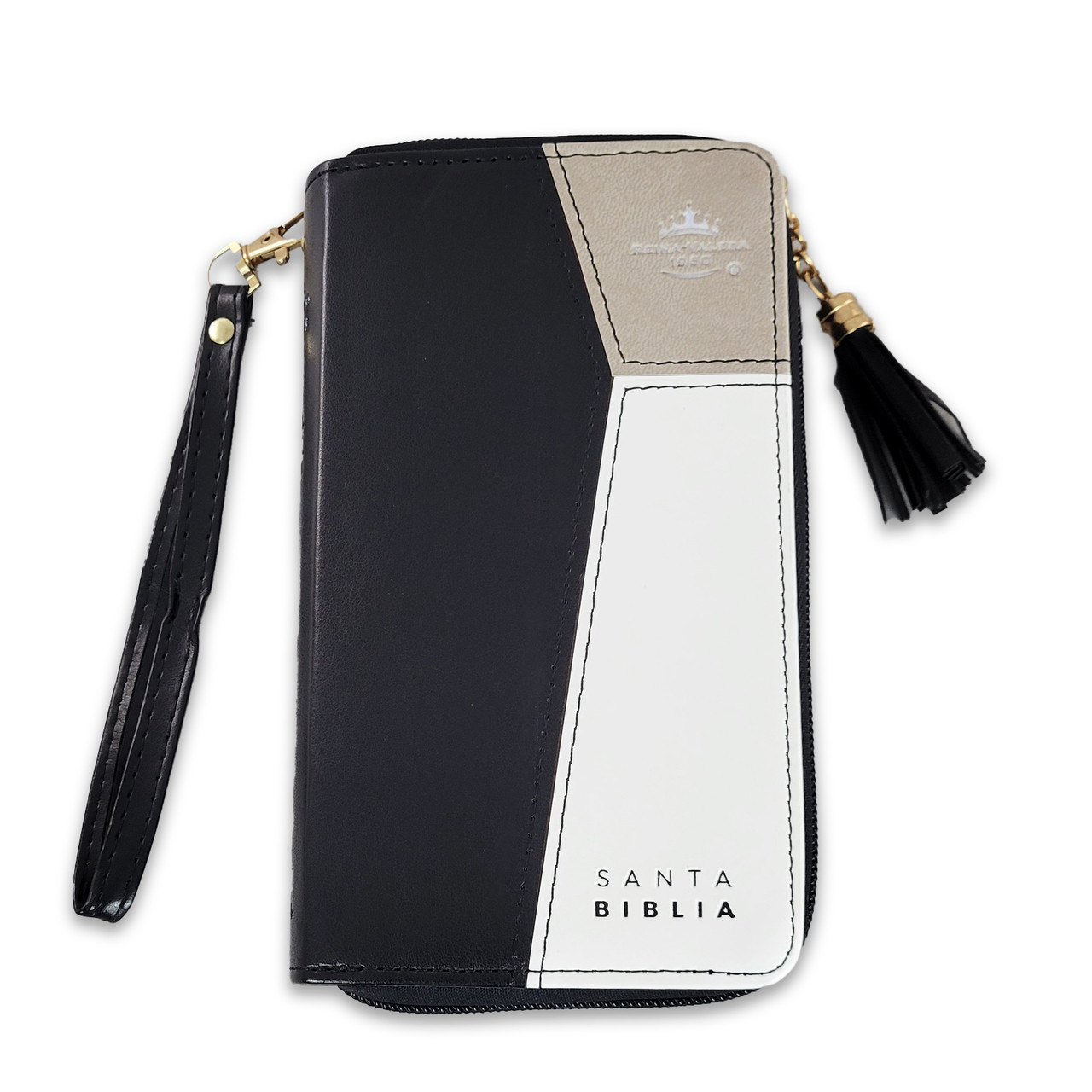 Bibllia RVR6015CZTI/ Chequera Negro/Beige/ Cierre Indice