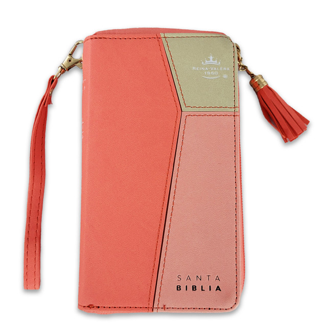 Bibllia RVR6015CZTI/ Chequera Coral-Beige/ Cierre Indice