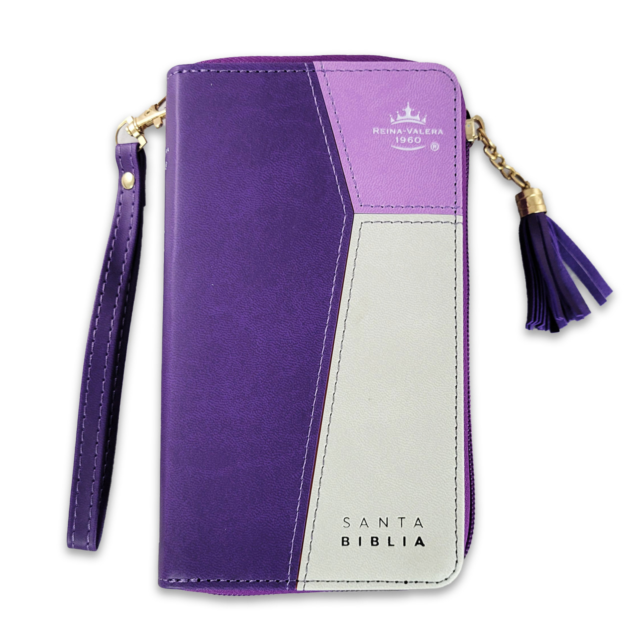 Bibllia RVR6015CZTI/ Chequera Lila-Gris/ Cierre Indice