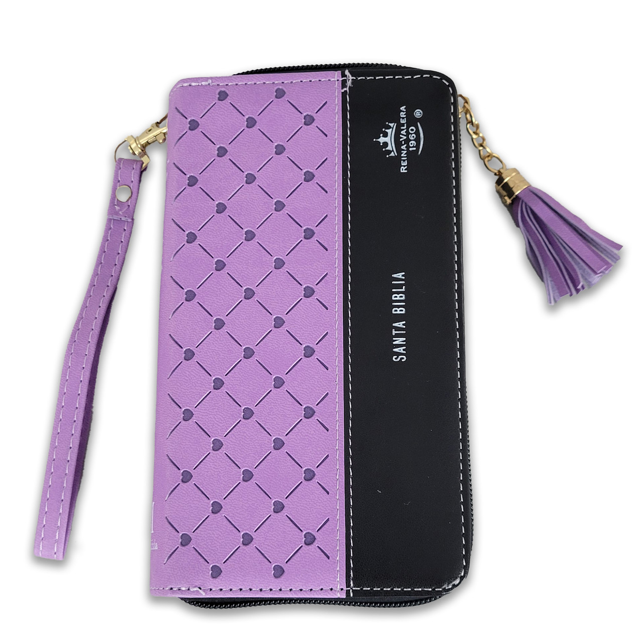 Bibllia RVR6015CZTI/ Chequera Lila-Negro/ Cierre