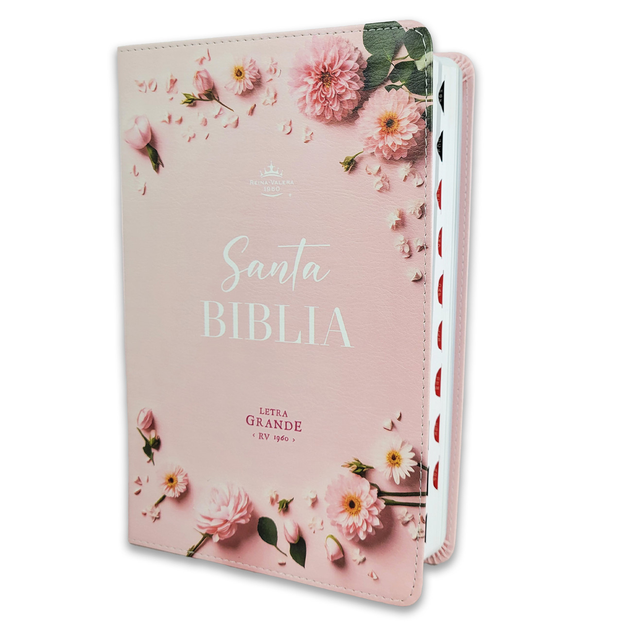 Biblia RVR1960 065CTI Rosada Flores con índice