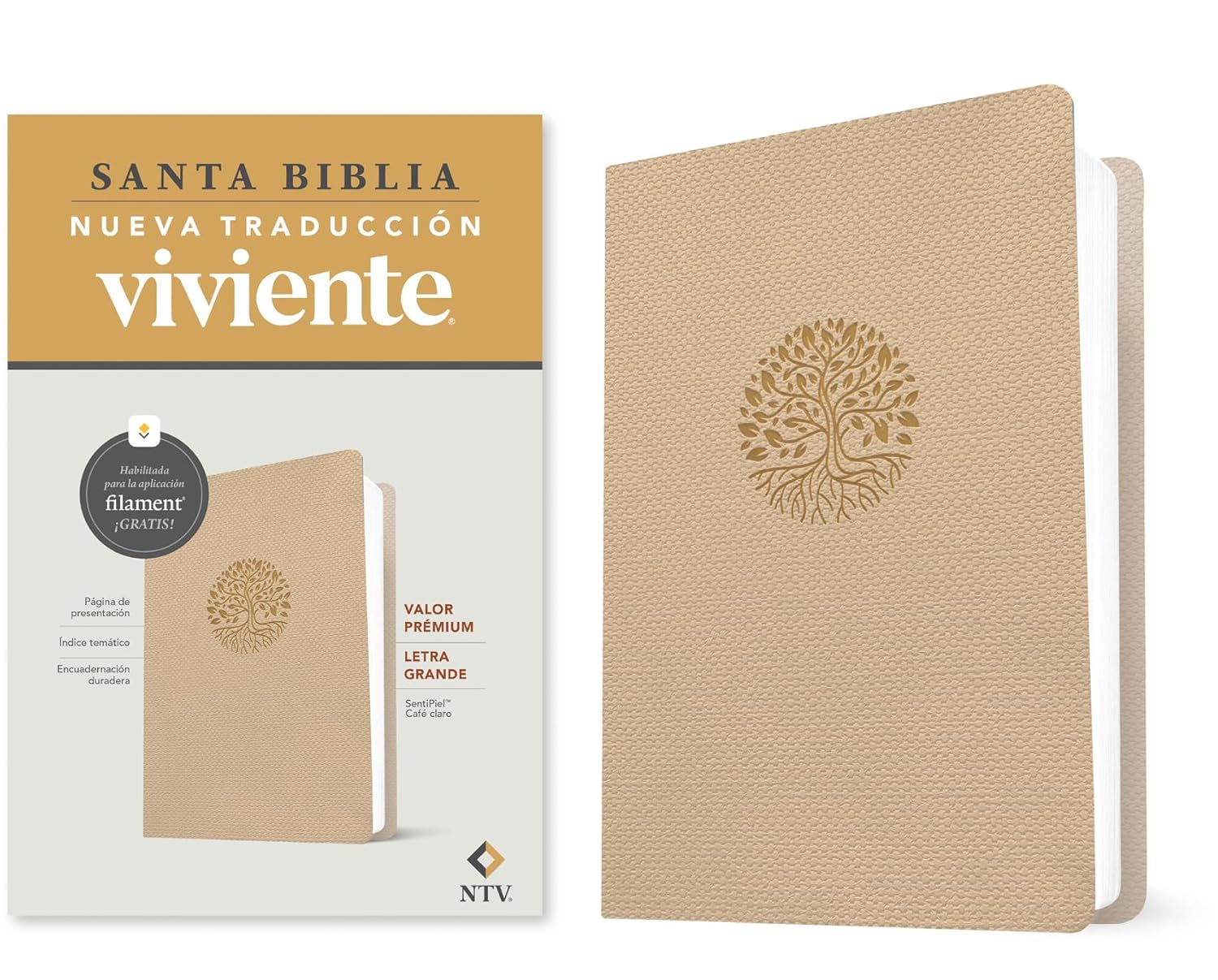 Biblia NTV Beige Letra Grande/ Valor Premium Filament