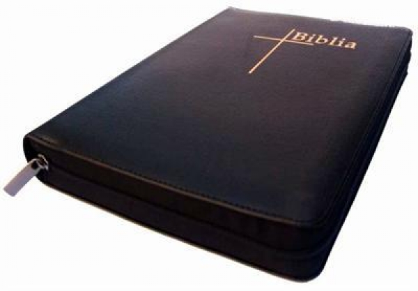 Biblia de studiu Thompson, mare - piele, negru, index, margini aurii, fermoar
