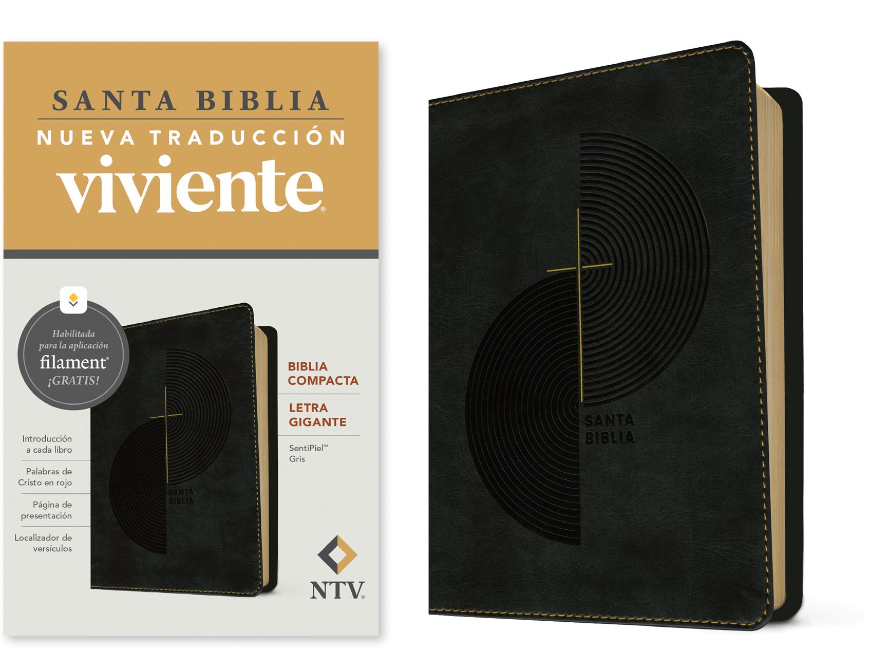 Biblia Compacta NTV/ Gris/ LG Filamnet Sin Cierre