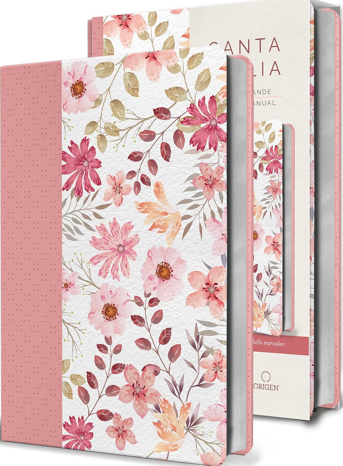 Biblia RVR/60 Rosada Con Flores Letra grande Tamaño Manual