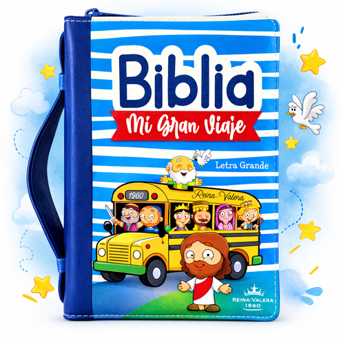 Biblia RVR6045cz/ Mi Gran Viaje Azul/ Rayas Con Manija