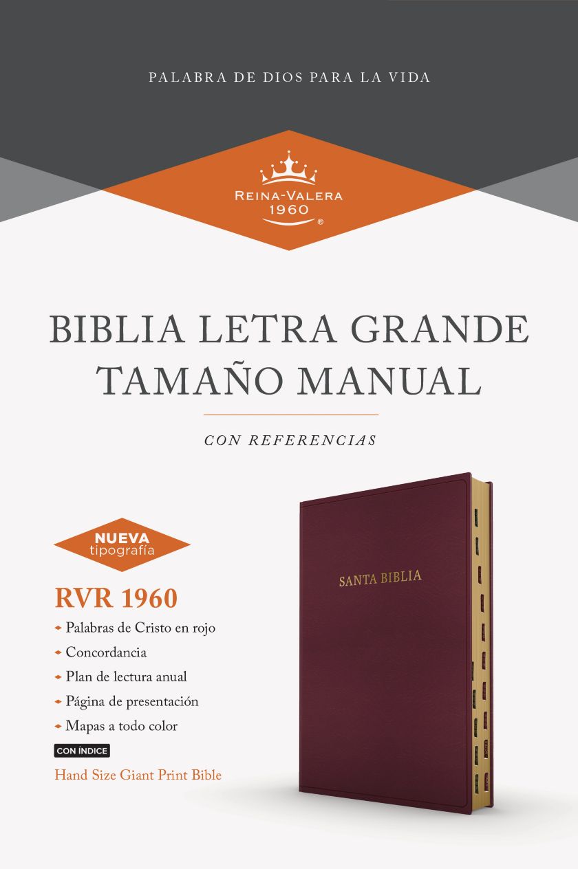 Biblia RVR1960  Tamaño Manual Letra Grande Borgoña  con Índice