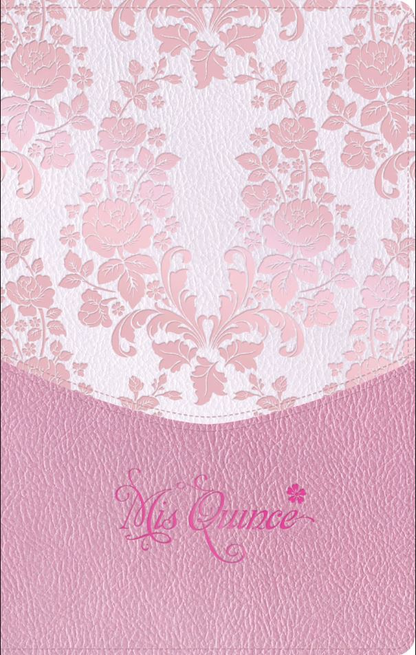 Biblia RVR60 Mis Quince/ Rosa Floreado Imitacion Piel